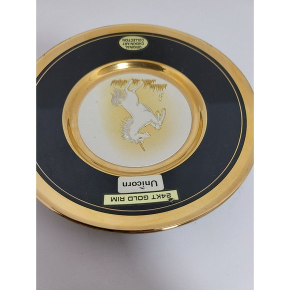 Rare 24k Gold Trim Dynasty Gallery Original Chokin Collection “Unicorn” - Picture 5 of 7